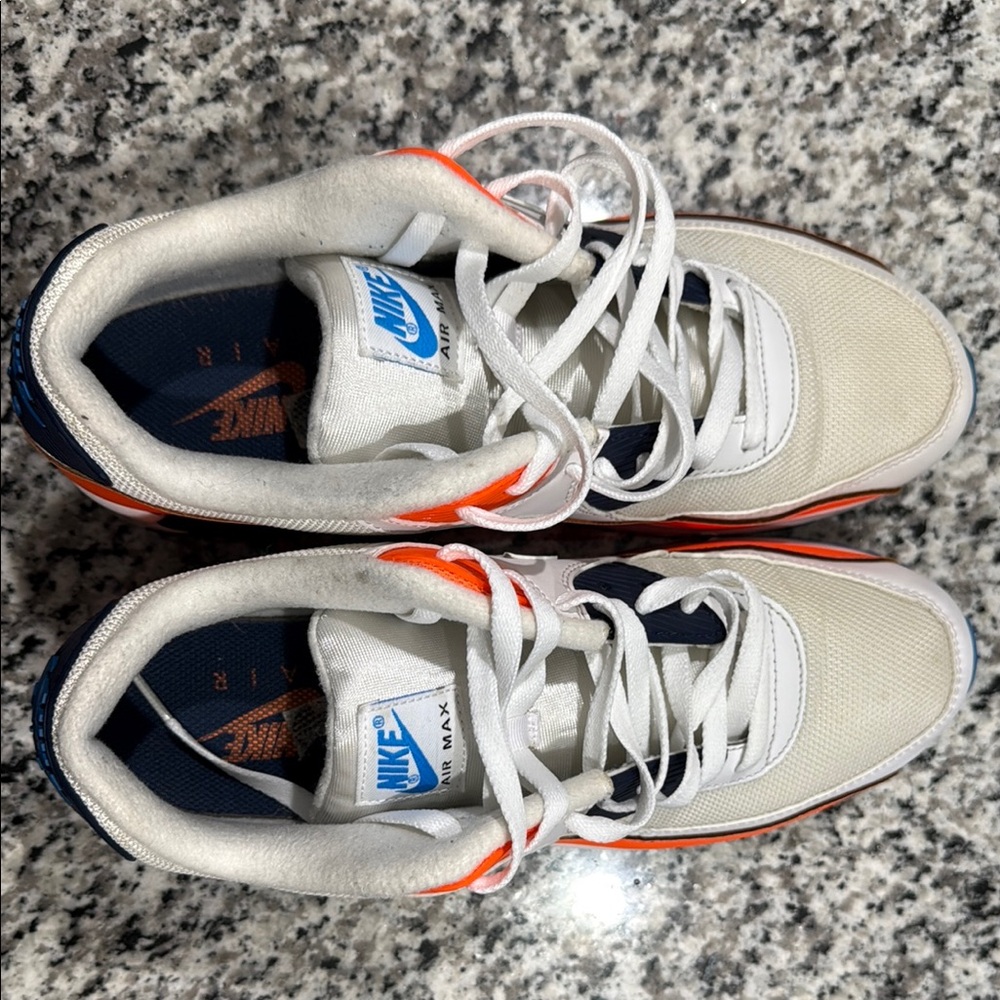 Nike Air Max 90 essential White,Photo Blue Total Orange Sneakers